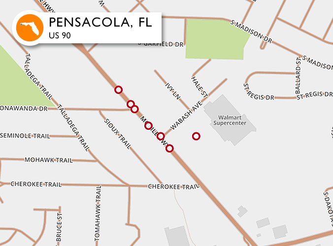 Accidents on one of the worst roads in Pensacola, FL